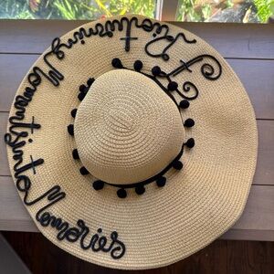 Stylish Tan Sun Hat with Black Accents